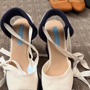 Draper James Cream and Navy Espadrilles